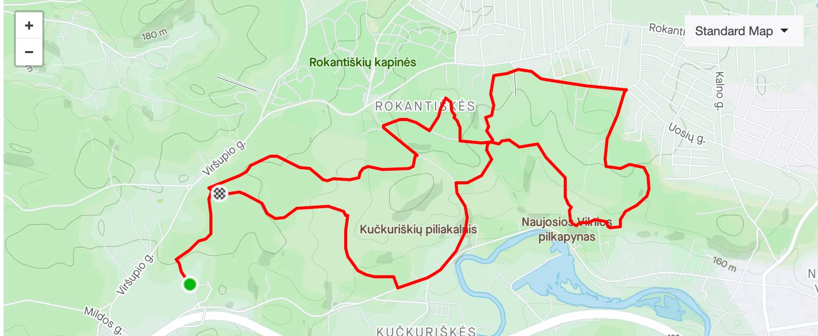 MTB maršruto žemėlapis Rokantiškių 5G trasa Vilniuje